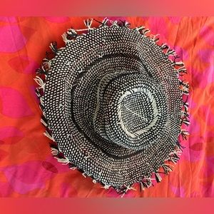 Anthropologie Renee’s NYT Accessories paper straw Sun hat black cream woven